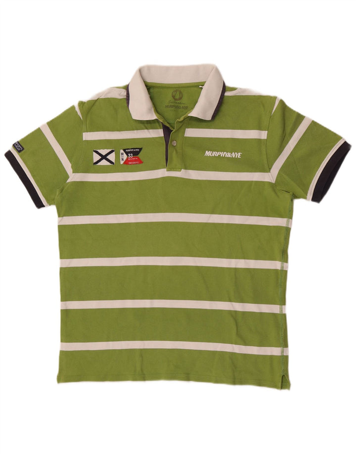 Murphy & Nye Herren Rugby-Poloshirt, groß, grün gestreift