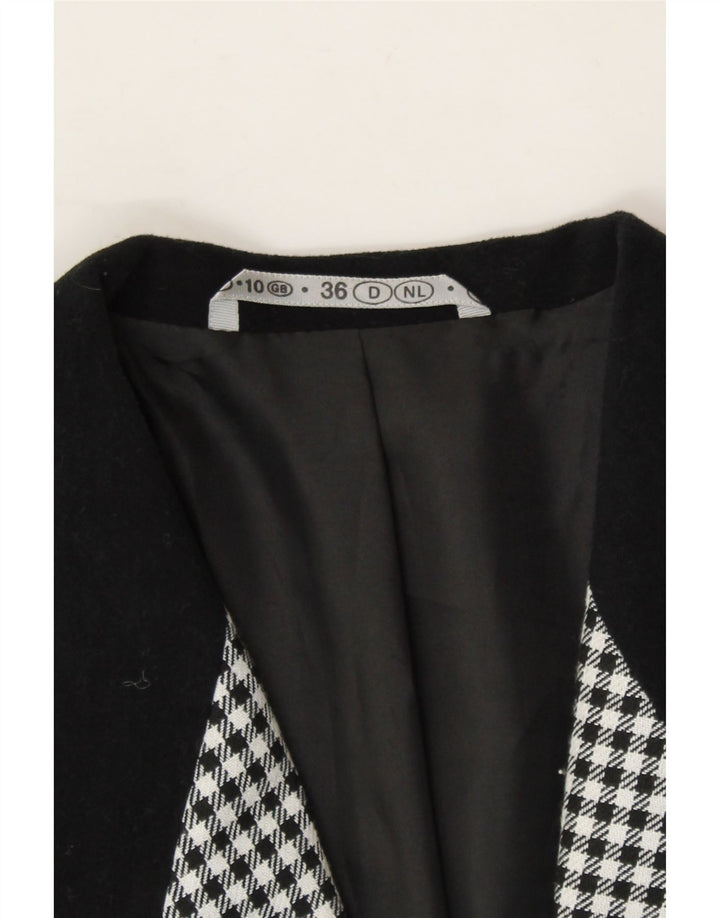 VINTAGE Womens Longline 3 Button Blazer Jacket UK 10 Small Black Gingham Vintage Vintage and Second-Hand Vintage from Messina Hembry 