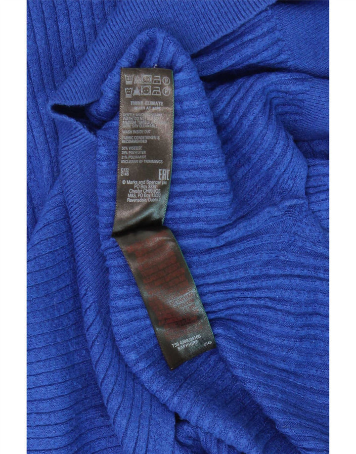 Marks & Spencer Damen-Pullover mit Reißverschluss am Hals, Gr. 10, Größe S, blaue Viskose