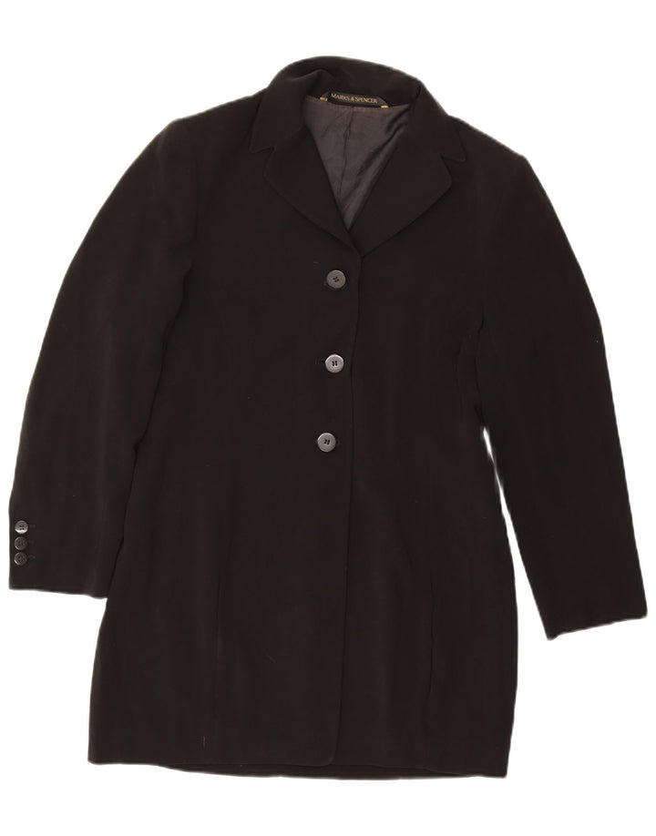 Marks & Spencer Womens Petite Longline Blazer Jacke UK 12 Medium Schwarz