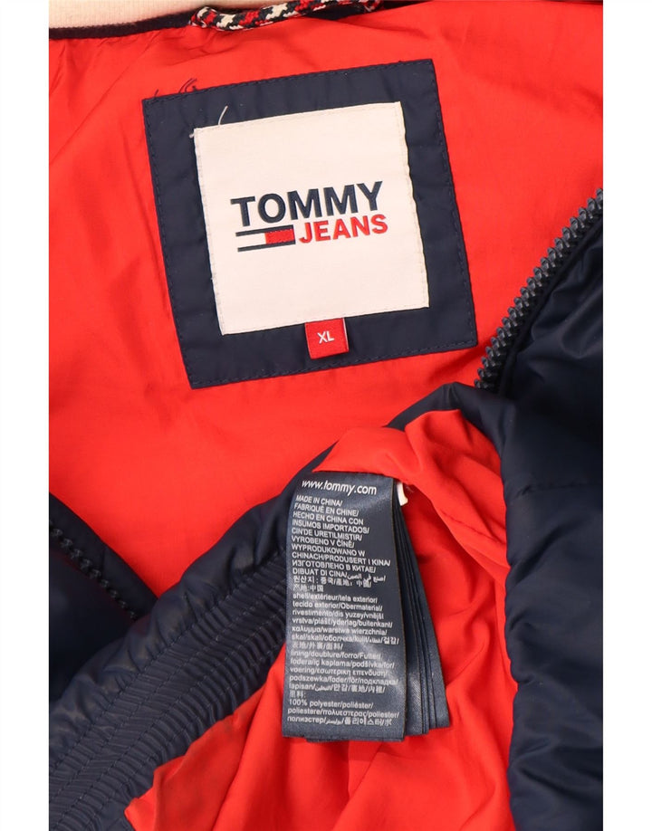 Tommy Hilfiger Herren-Jacke mit Kapuze, gepolstert, UK 42, XL, Marineblau, Polyester