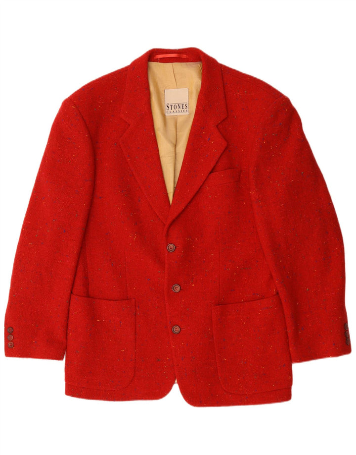 Vintage Herren-Blazer mit 3 Knöpfen, Gr. 40, groß, rot gefleckt