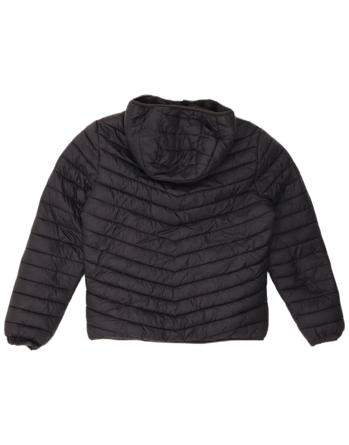 HOLLISTER Wattierte Herrenjacke mit Kapuze, UK 34 XS, schwarzes Nylon