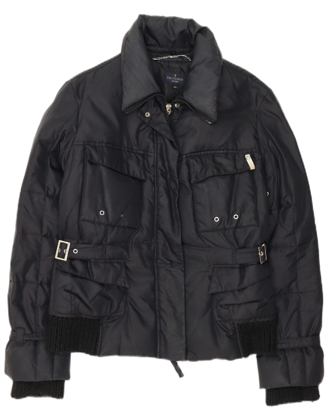 Trussardi Damen Wattierte Jacke IT 42 Medium Schwarz Polyamid