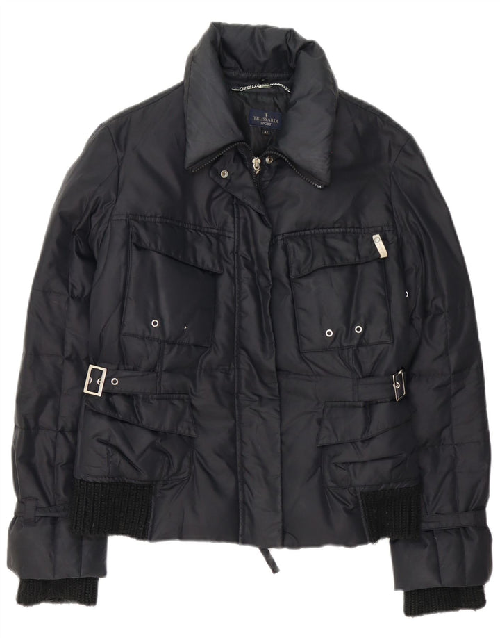 Trussardi Damen Wattierte Jacke IT 42 Medium Schwarz Polyamid