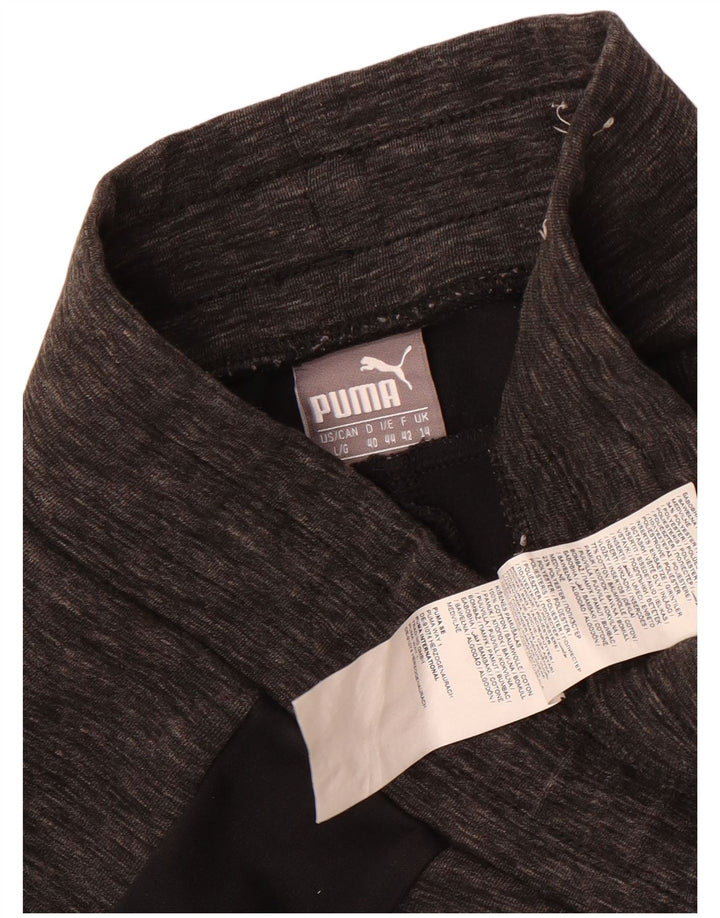 Puma Damen Leggings UK 14 Large Graue Colourblock-Baumwolle