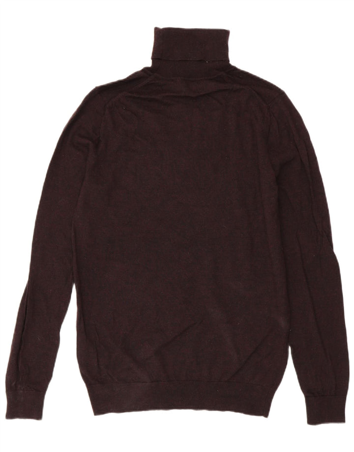 Reiss Herren-Rollkragenpullover aus Wolle in mittlerer Burgunderrotfarbe