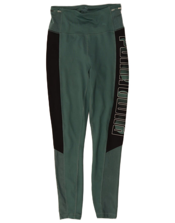 Puma Womens Graphic Leggings UK 6 XS Grün Colourblock Polyester