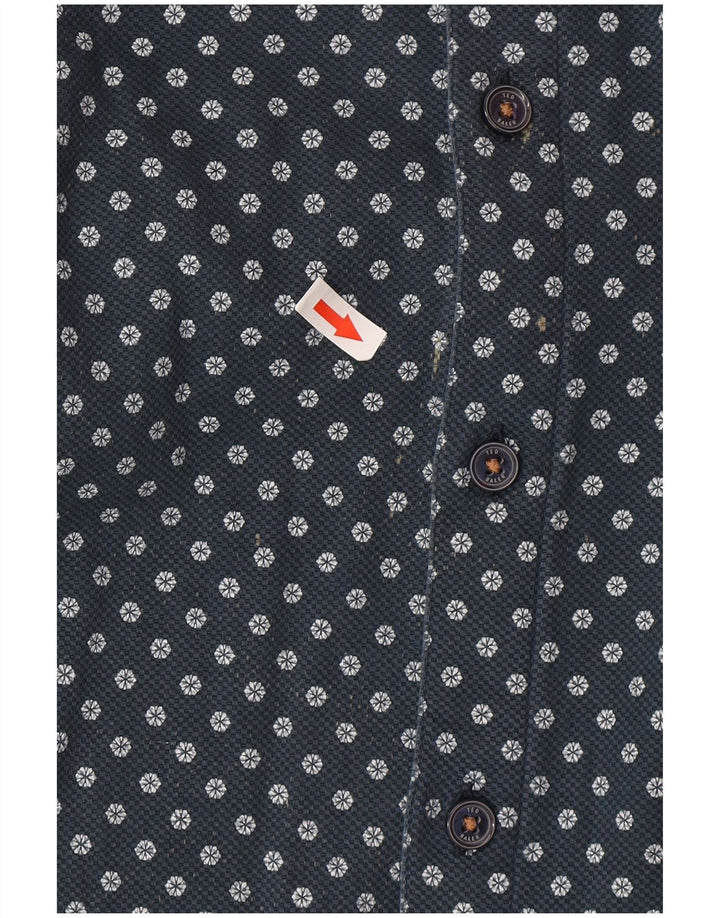 Ted Baker Herrenhemd, Größe 3, mittelgroß, marineblau, geblümt, Baumwolle