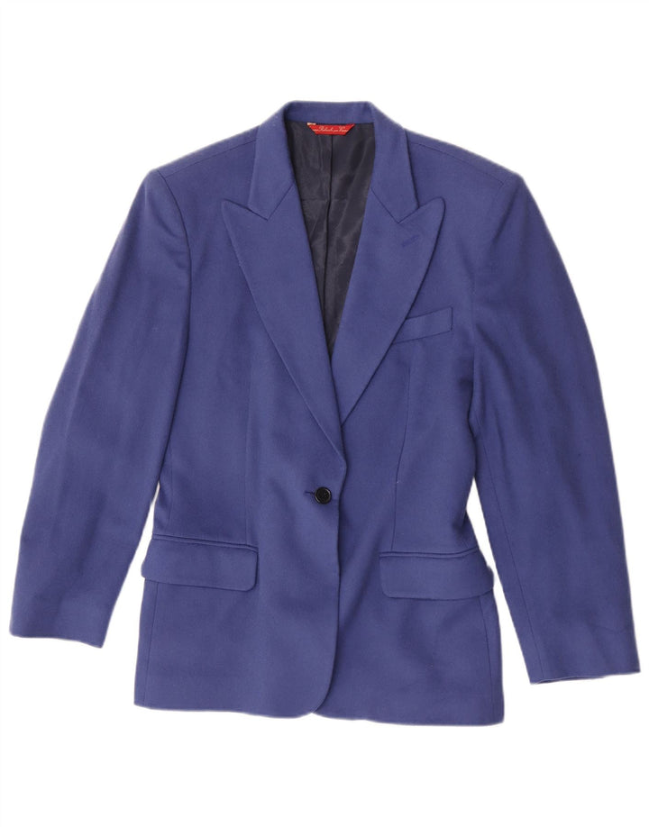 Massimo Rebecchi Damen 1-Knopf-Blazerjacke IT 40 Mittelblaue Wolle