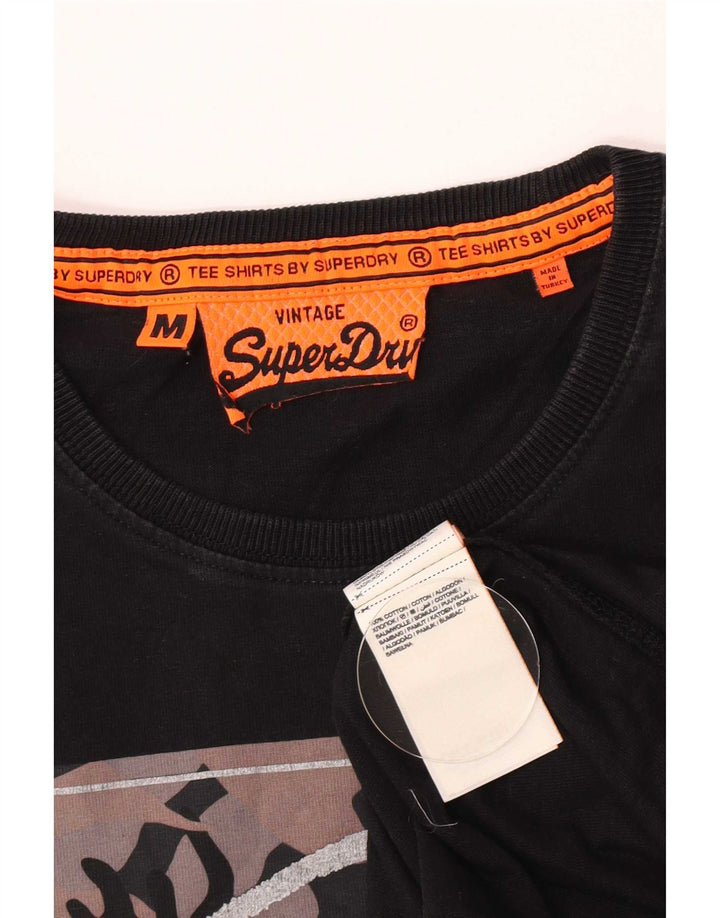 Superdry Herren Grafik-T-Shirt-Oberteil aus mittelschwarzer Baumwolle