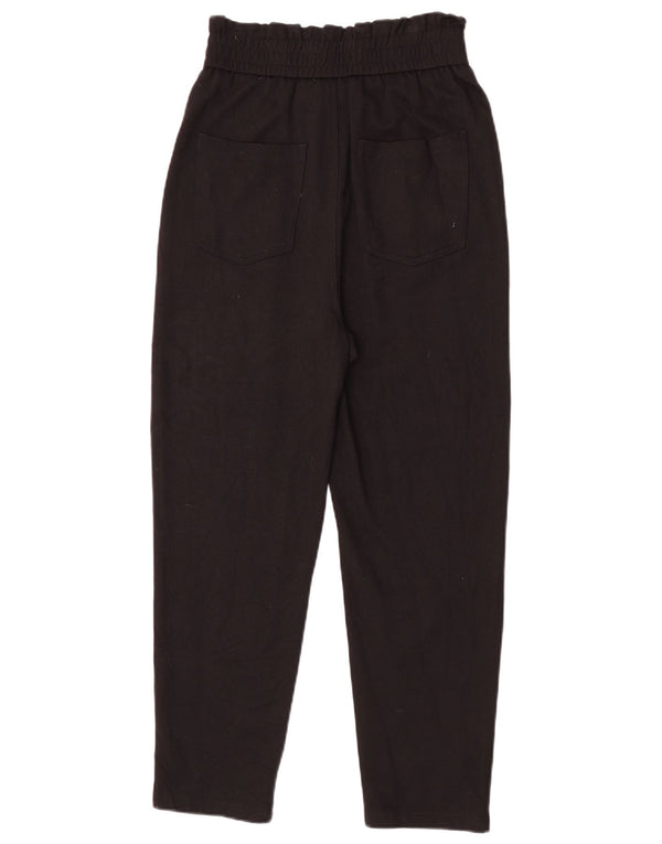 Zara Damen High Waist Tapered Chino Hose XS W24 L25 Schwarze Viskose