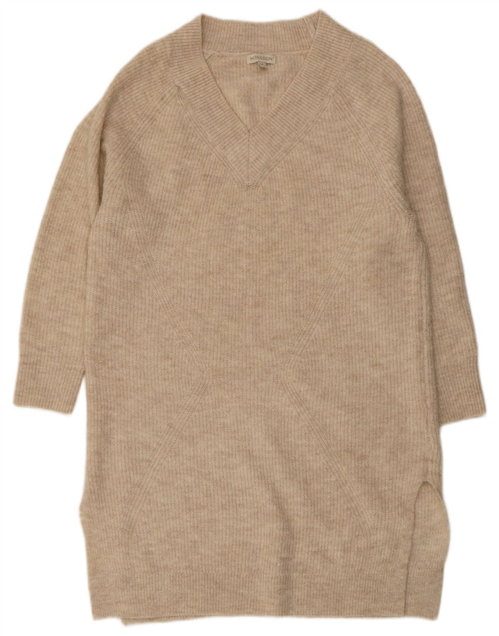 MONSOON Damen-Pulloverkleid mit lockerer Passform, UK 14, Mittelbeige, Acryl