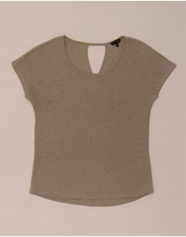 Massimo Dutti Womens Oversized T-Shirt Top UK 6 XS Beige Viscose