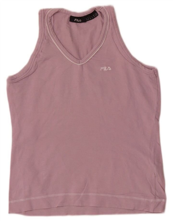 Fila Damen Weste Top UK 12 Mittelrosa Baumwolle
