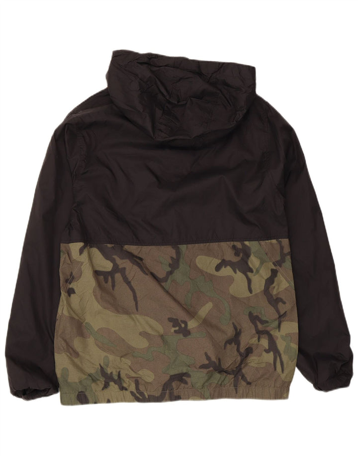 Volcom Herren-Regenjacke mit Kapuze, UK 36, Small, schwarzes Camouflage-Nylon