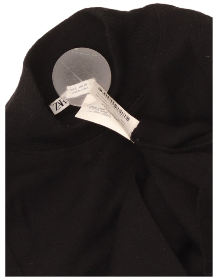 ZARA Damen Crop Short Sleeve Rollkragenpullover Pullover UK 8 Small Schwarz