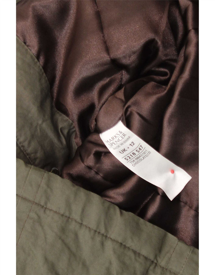 Marks & Spencer Damen-Parka mit Kapuze, UK 12, mittlere Khaki-Baumwolle