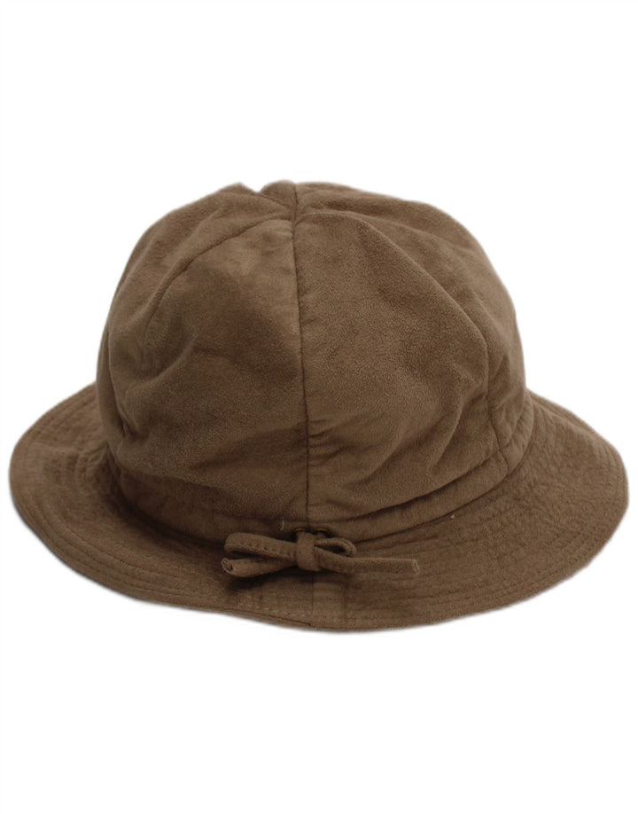 Vintage Damen Fischerhut aus Wildlederimitat, Einheitsgröße, Beige, Polyester
