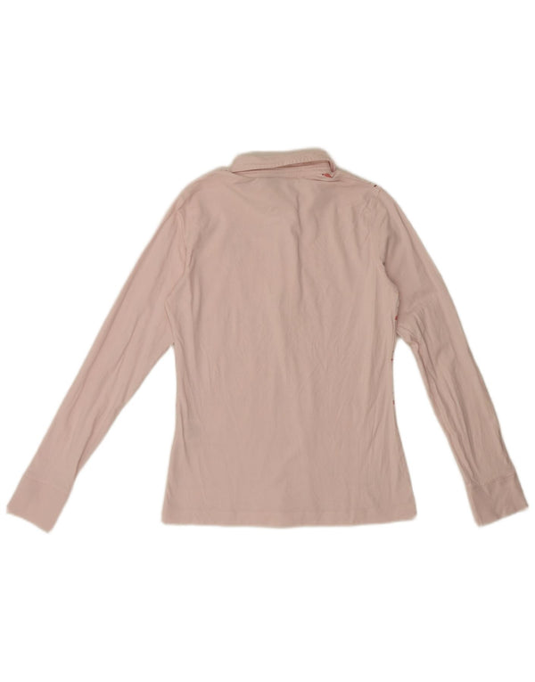 Diadora Langarm-Poloshirt für Damen, UK 12, mittelrosa, kariert, Baumwolle