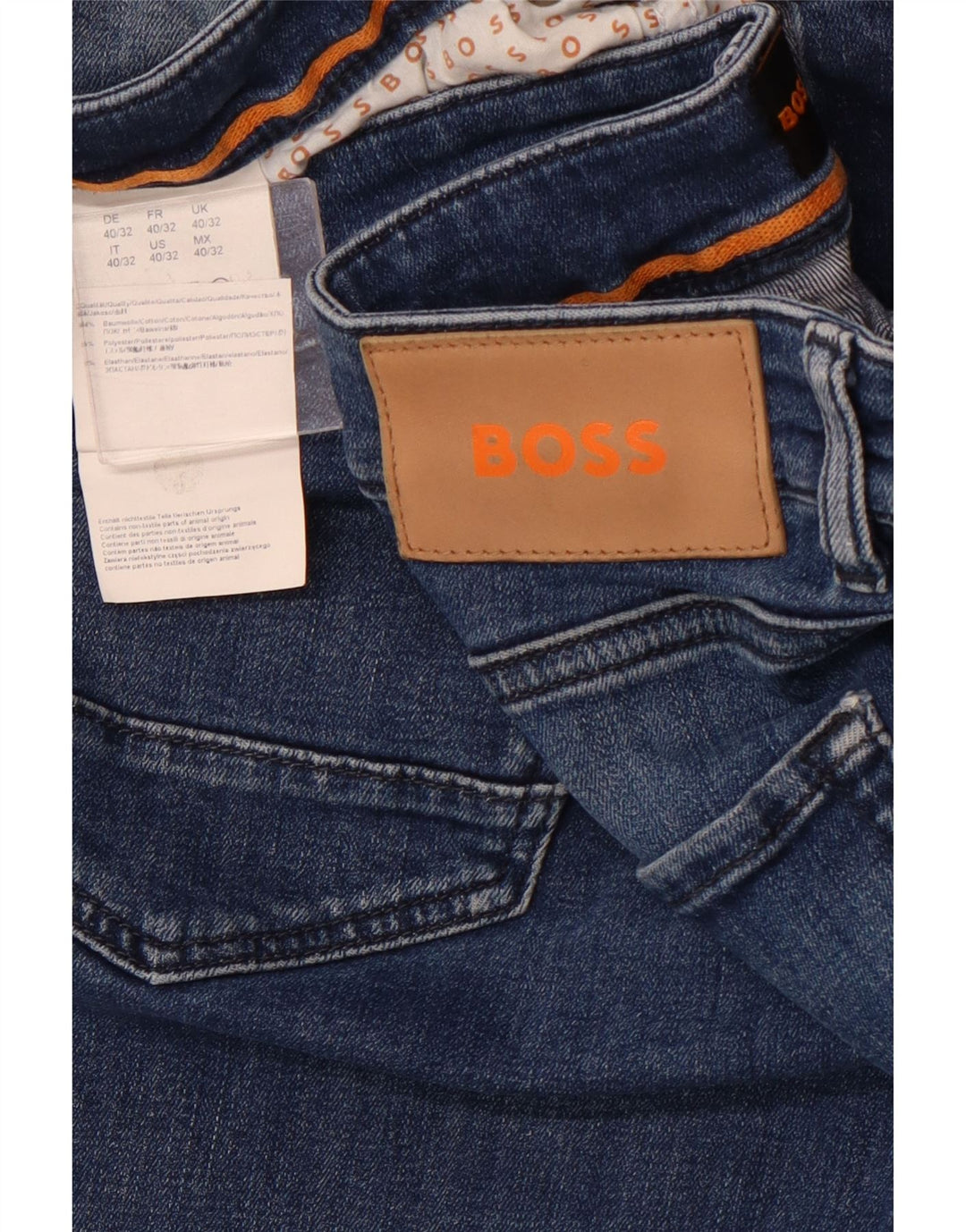 HUGO BOSS Herren Straight Jeans W40 L29 Blaue Baumwolle