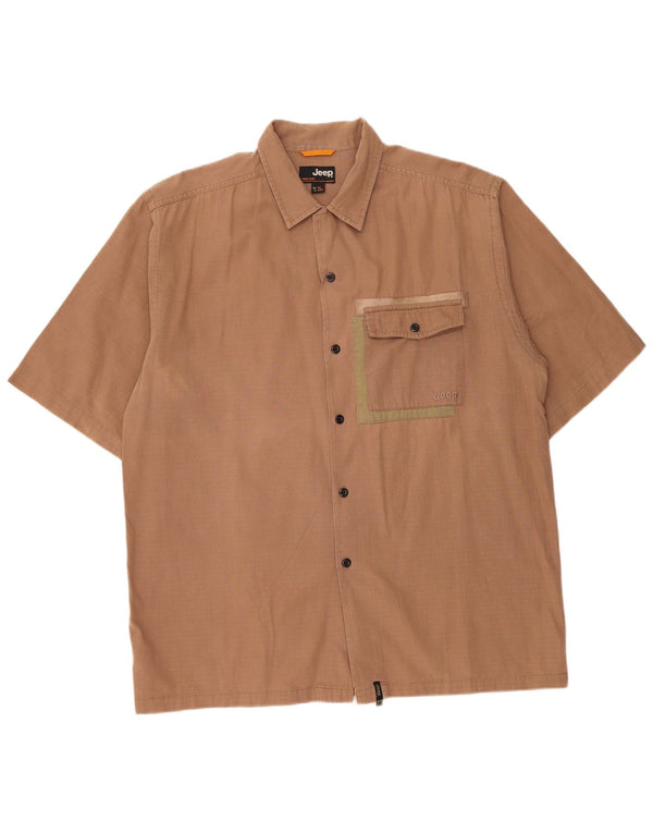 JEEP Herren-Kurzarmhemd XL, braun kariert, Baumwolle