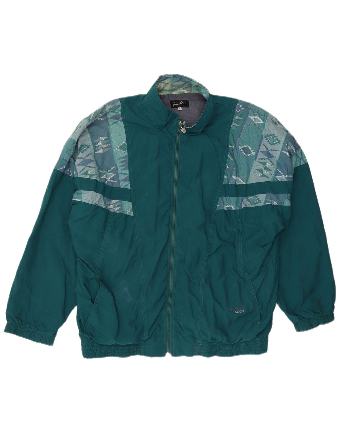 Jean Leduc Herren-Trainingsanzug, Oberteil, Jacke, XL, grün, geometrisch, Polyester