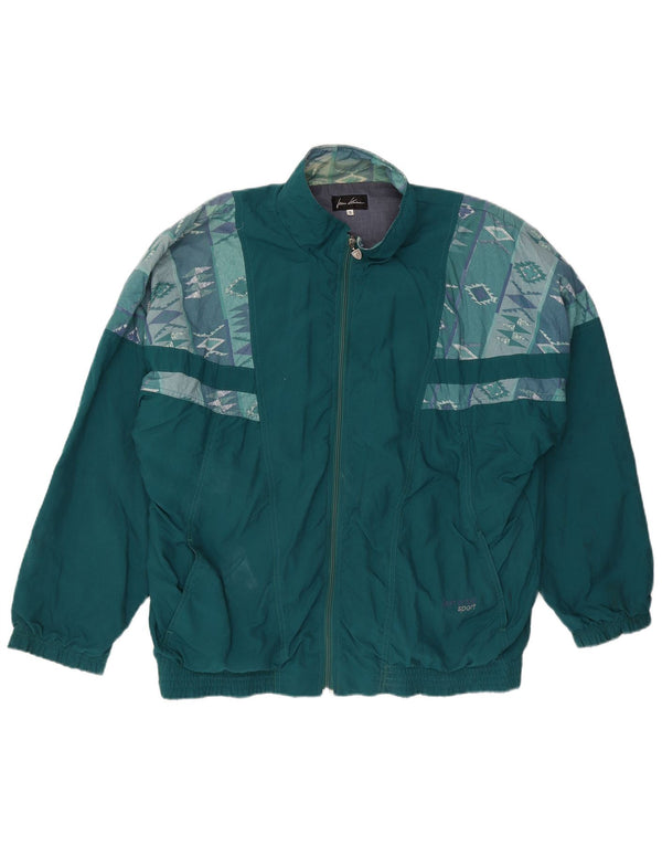 Jean Leduc Herren-Trainingsanzug, Oberteil, Jacke, XL, grün, geometrisch, Polyester