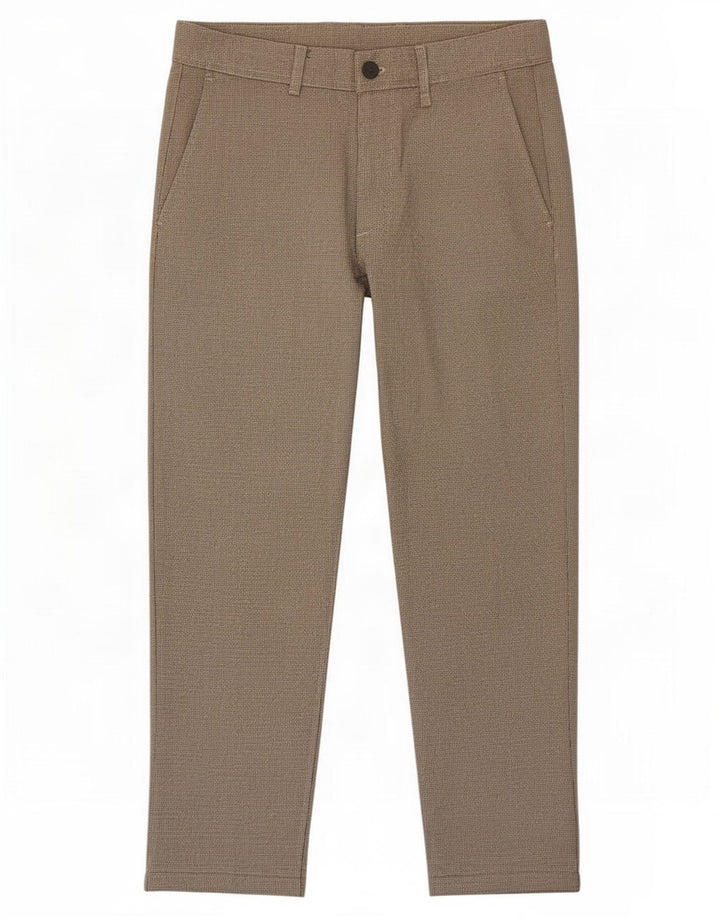 Zara Herren Crop Chino Hose Medium W31 L24 Braun Hahnentritt