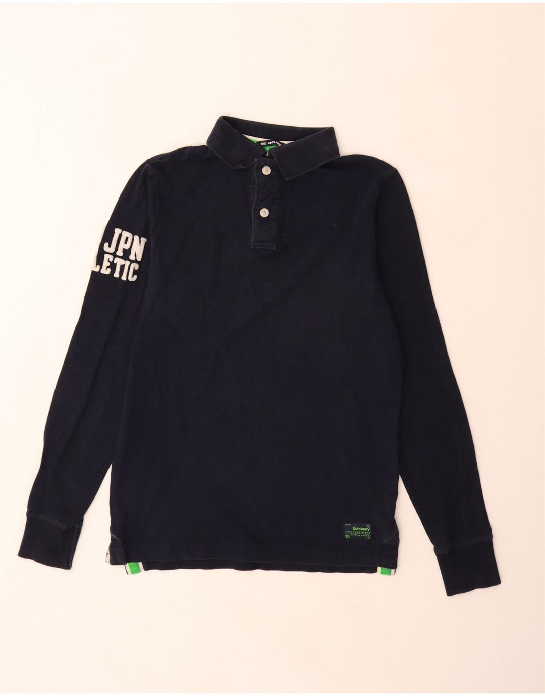 Superdry Herren Graphic Langarm-Rugby-Poloshirt aus mittelblauer Baumwolle