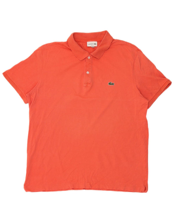 LACOSTE Herren Slim Fit Poloshirt Größe 7 2XL Orange Baumwolle