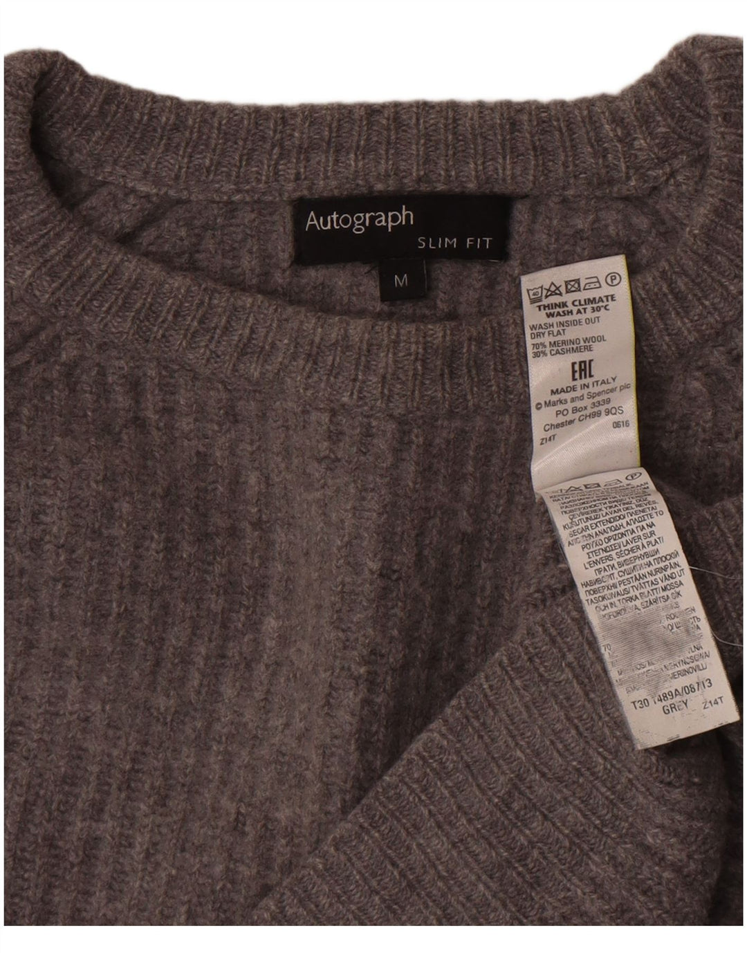 Marks & Spencer Damen Crop Pullover mit U-Boot-Ausschnitt, UK 14, Mittelgrau