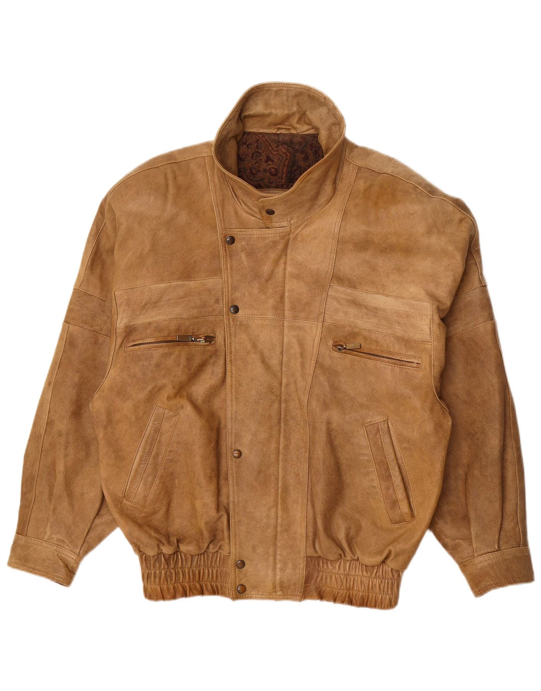 VINTAGE Mens Leather Jacket EU 54 2XL Beige Leather