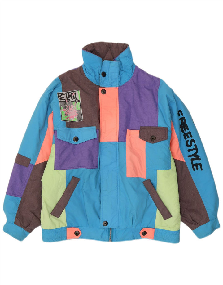 Elho Herren-Skijacke mit Grafik, XL, Blau, Farbblock