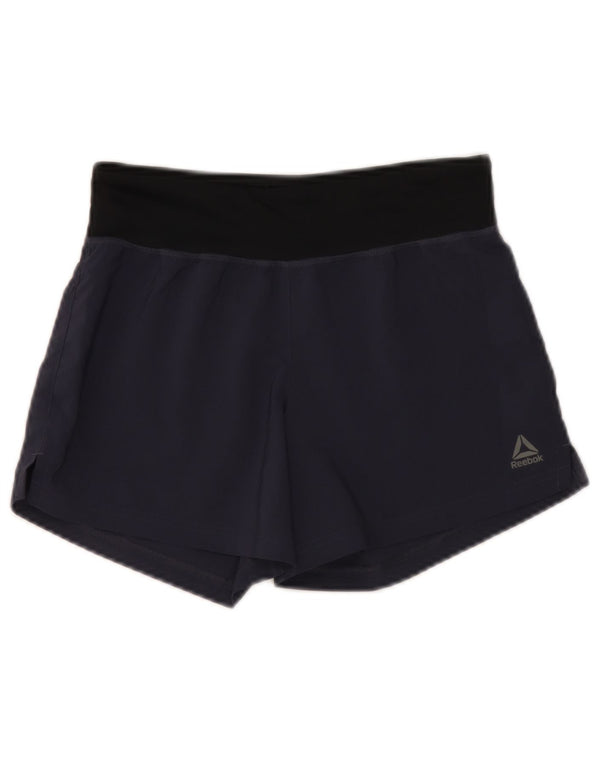 Reebok Damen Sportshorts UK 4/6 XS Marineblau Colourblock Polyester