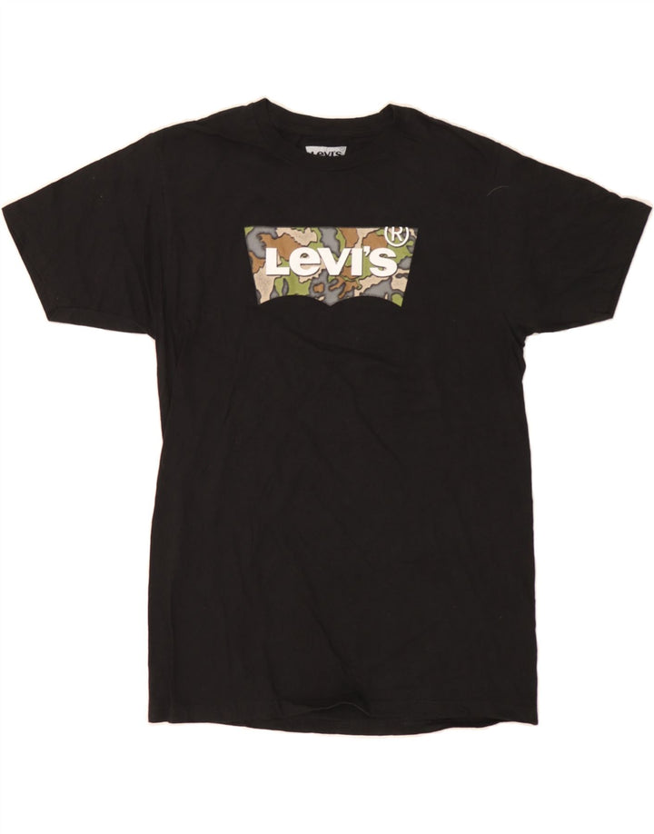 LEVI'S Mens Graphic T-Shirt Top Medium Black Cotton Vintage Levi's and Second-Hand Levi's from Messina Hembry 