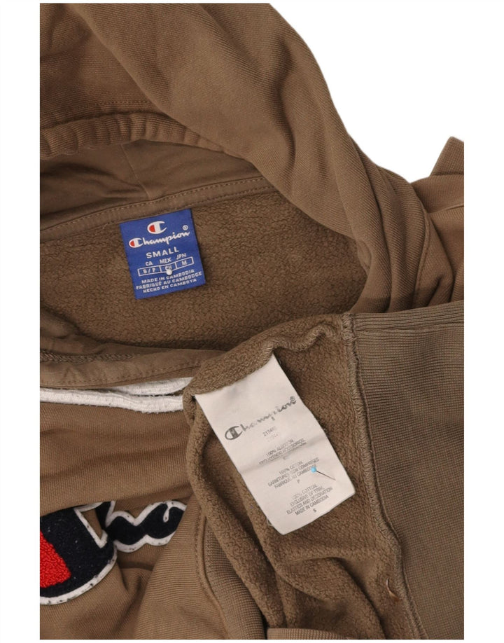 CHAMPION Mens Graphic Hoodie Jumper Small Brown Cotton