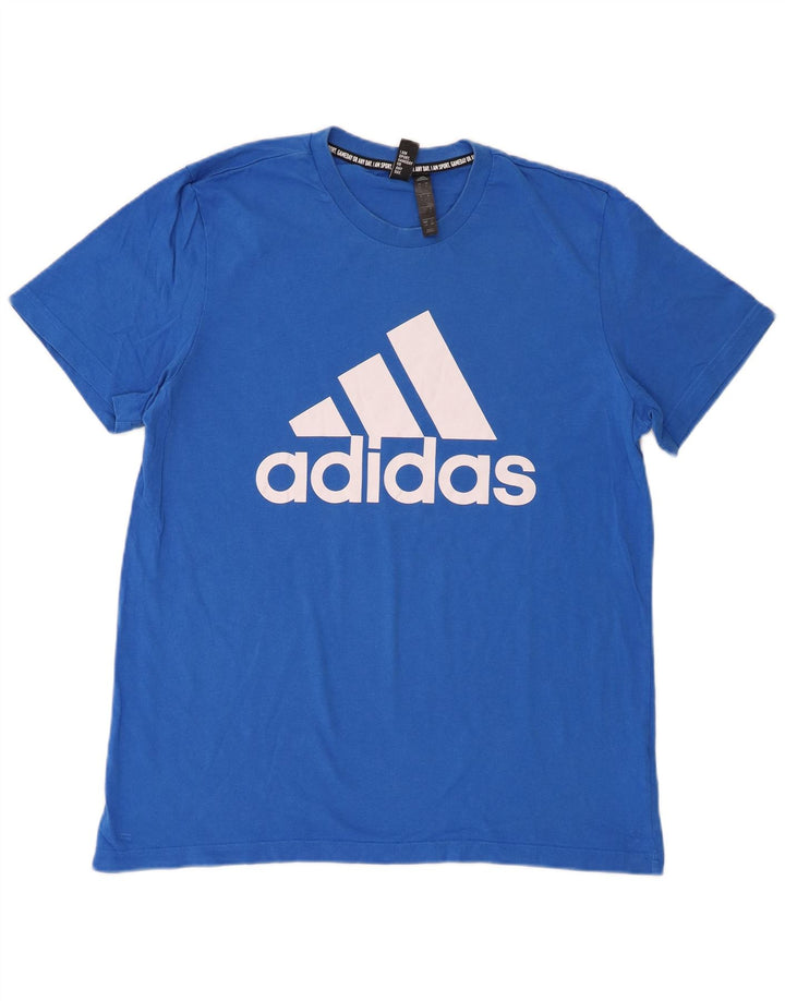 Adidas Herren Grafik T-Shirt Top Große blaue Baumwolle