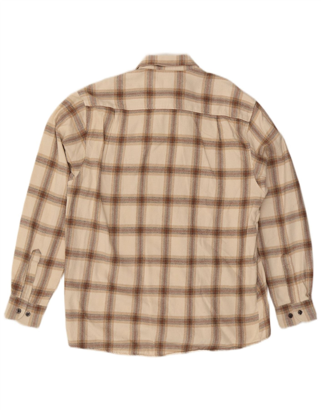 CAMARGUE Herren-Flanellhemd, Größe 39/40, mittelbeige karierte Baumwolle