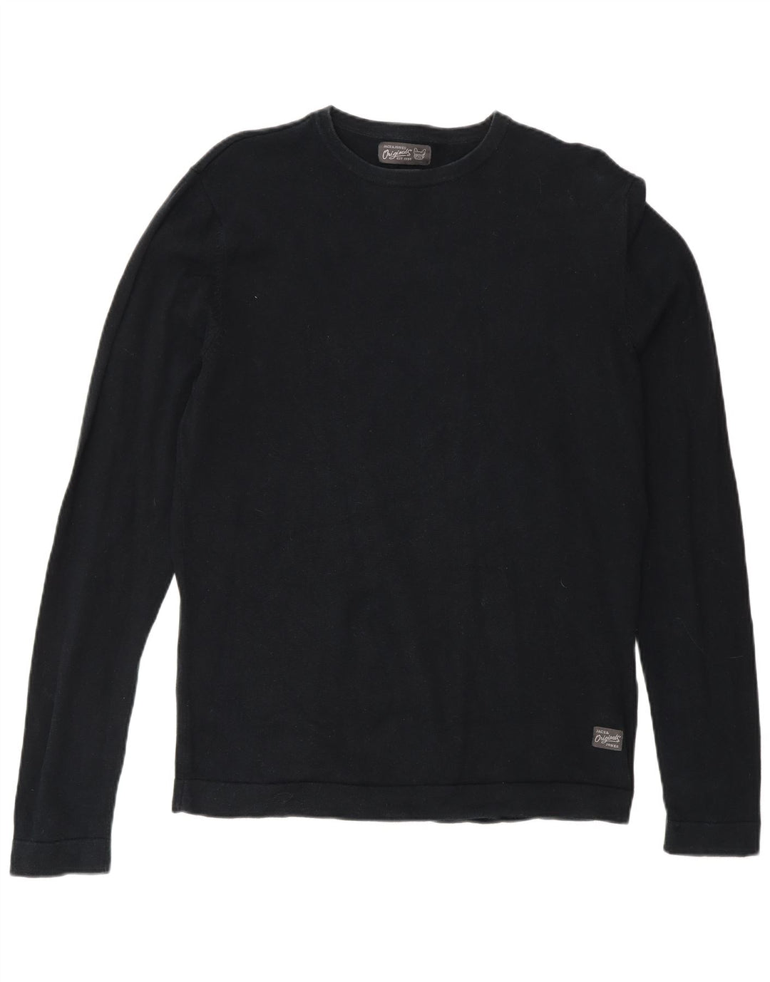 Jack & Jones Herren-Pullover mit Rundhalsausschnitt, Größe S, schwarze Baumwolle