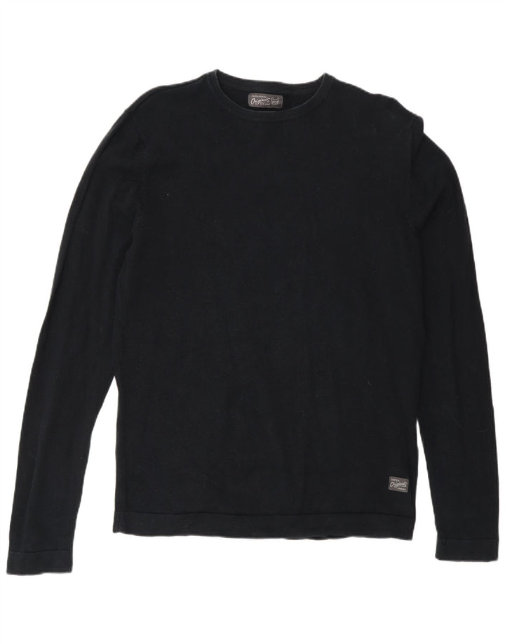 Jack & Jones Herren-Pullover mit Rundhalsausschnitt, Größe S, schwarze Baumwolle
