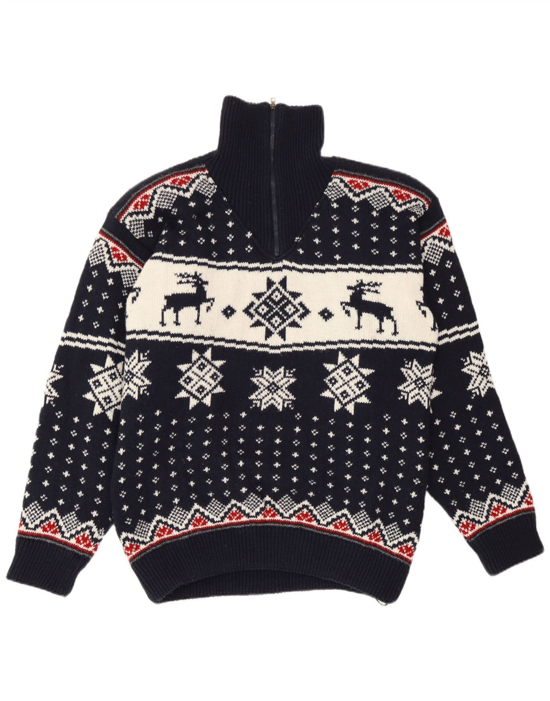 F.LLI Campagnolo Herren-Pullover mit Reißverschluss, mittelgroß, Marineblau, Weihnachten