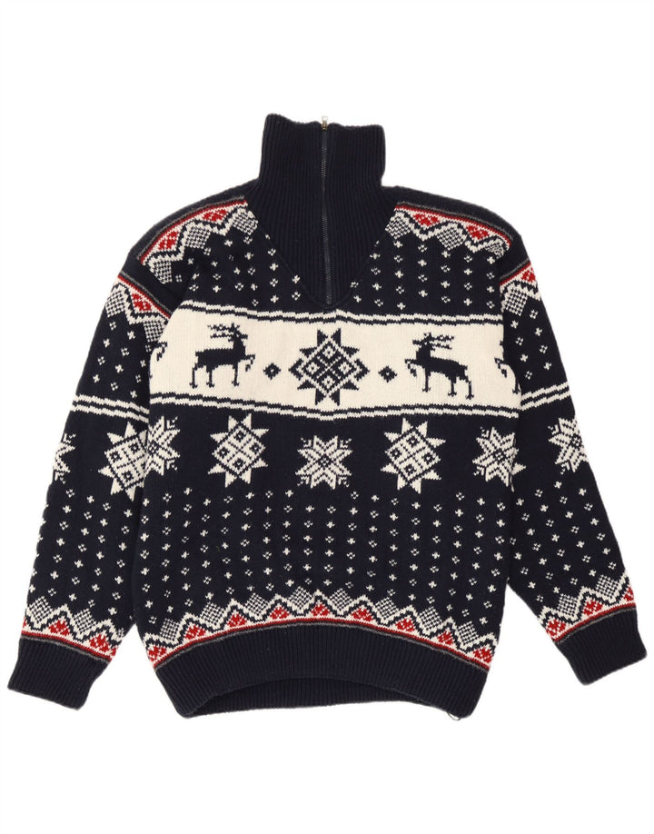 F.LLI Campagnolo Herren-Pullover mit Reißverschluss, mittelgroß, Marineblau, Weihnachten