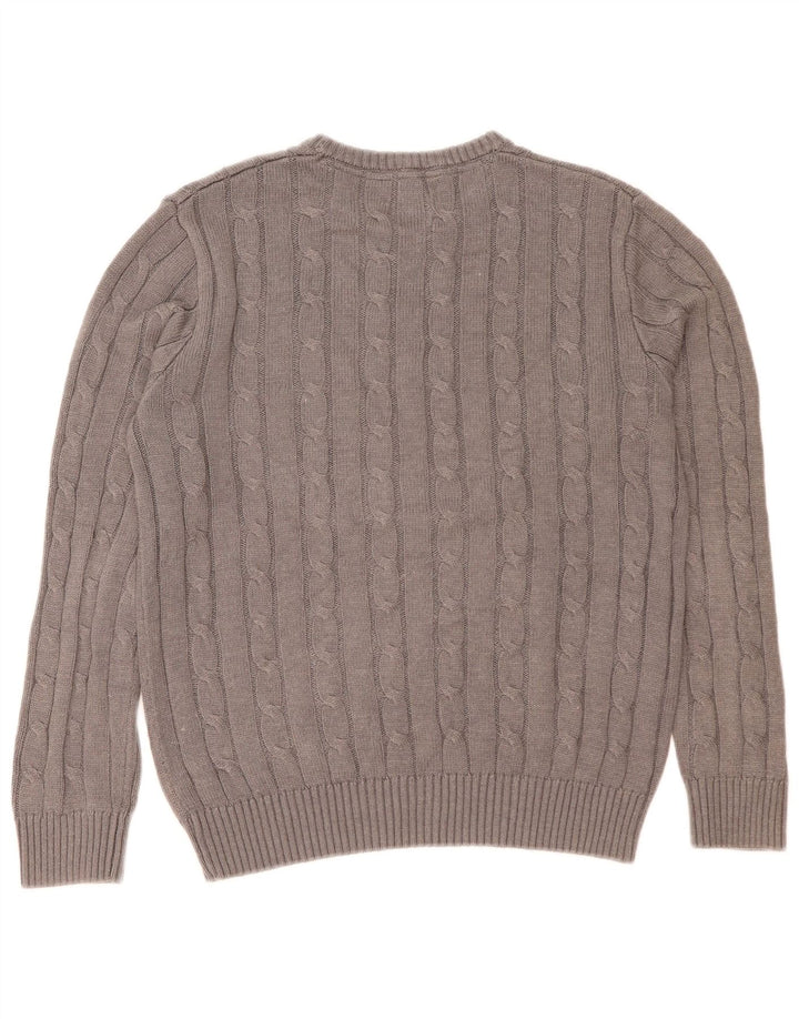 Crew Clothing Herren-Pullover mit U-Boot-Ausschnitt, mittelgraue Baumwolle