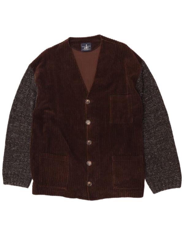 NANI BON Herren Cordjacke UK 52 XL Braune Colourblock-Baumwolle
