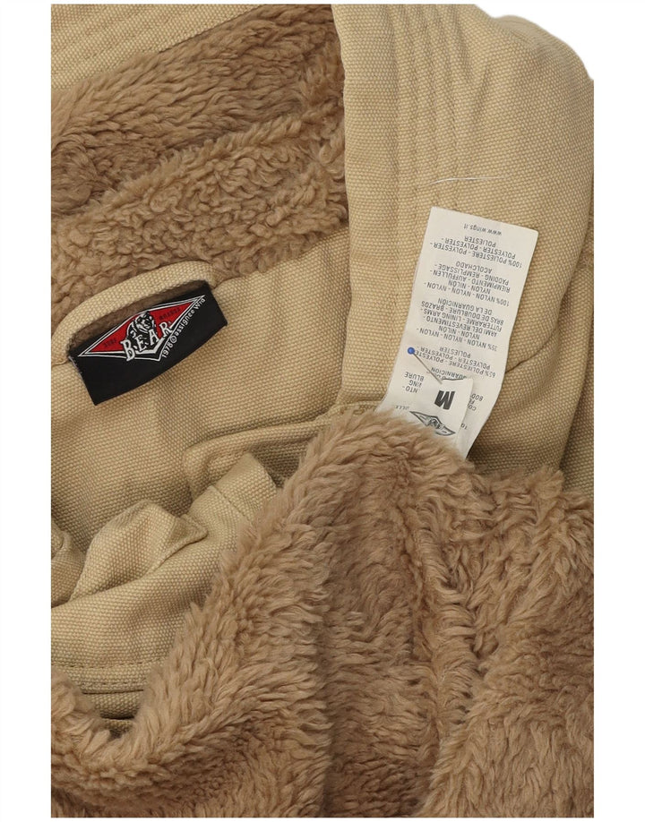 Bear Herren-Bomberjacke mit Kapuze, UK 38, mittelbeige Baumwolle