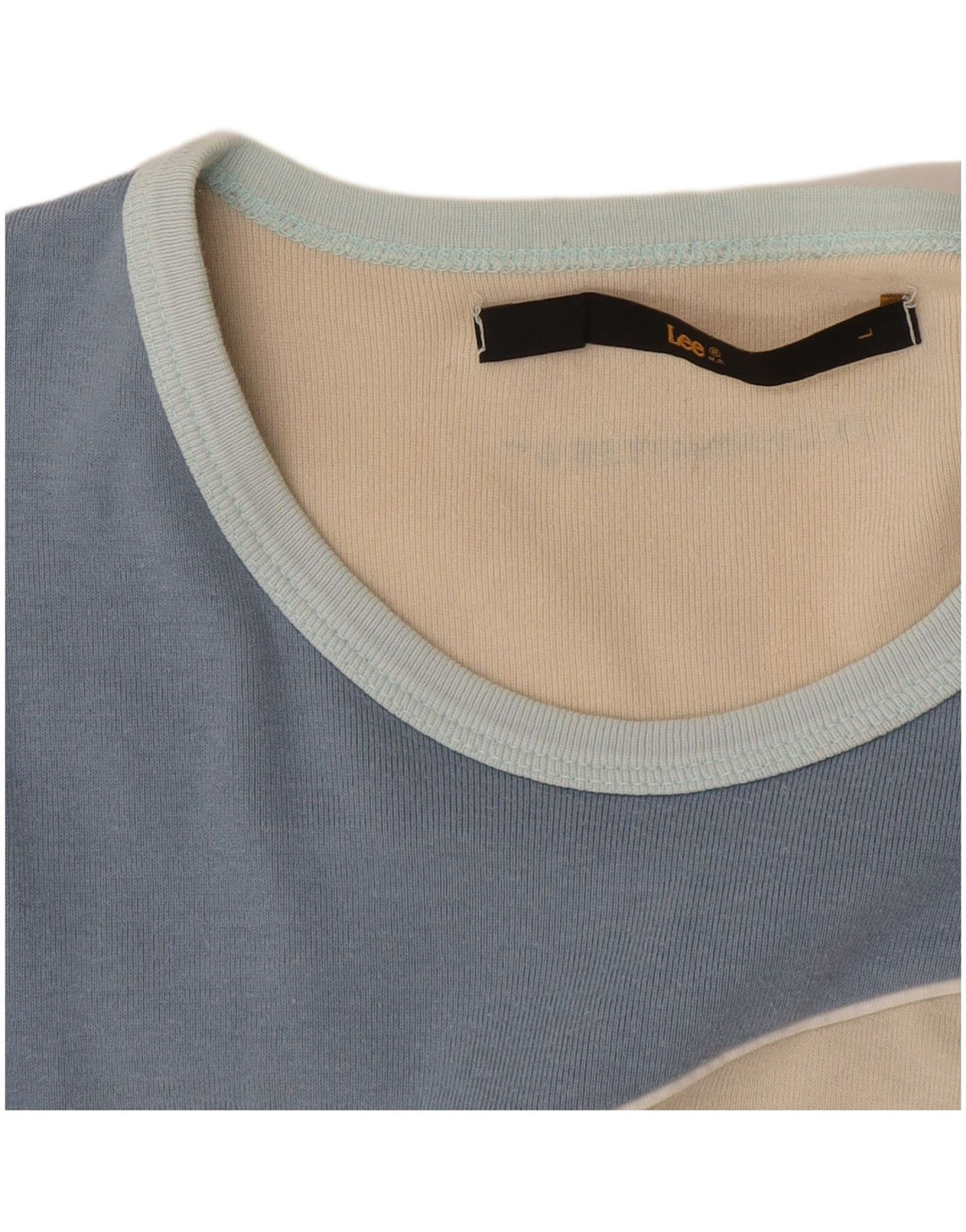 Lee Damen Crop T-Shirt Top UK 16 Large Beige Colourblock