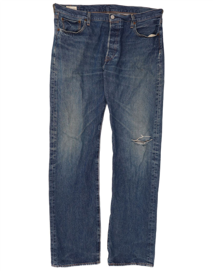LEVI'S Herren 501 Straight Jeans W36 L34 Blaue Baumwolle