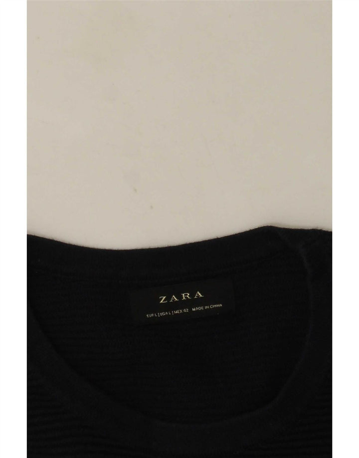 Zara Herren-Pullover mit Rundhalsausschnitt, Größe L, Marineblau