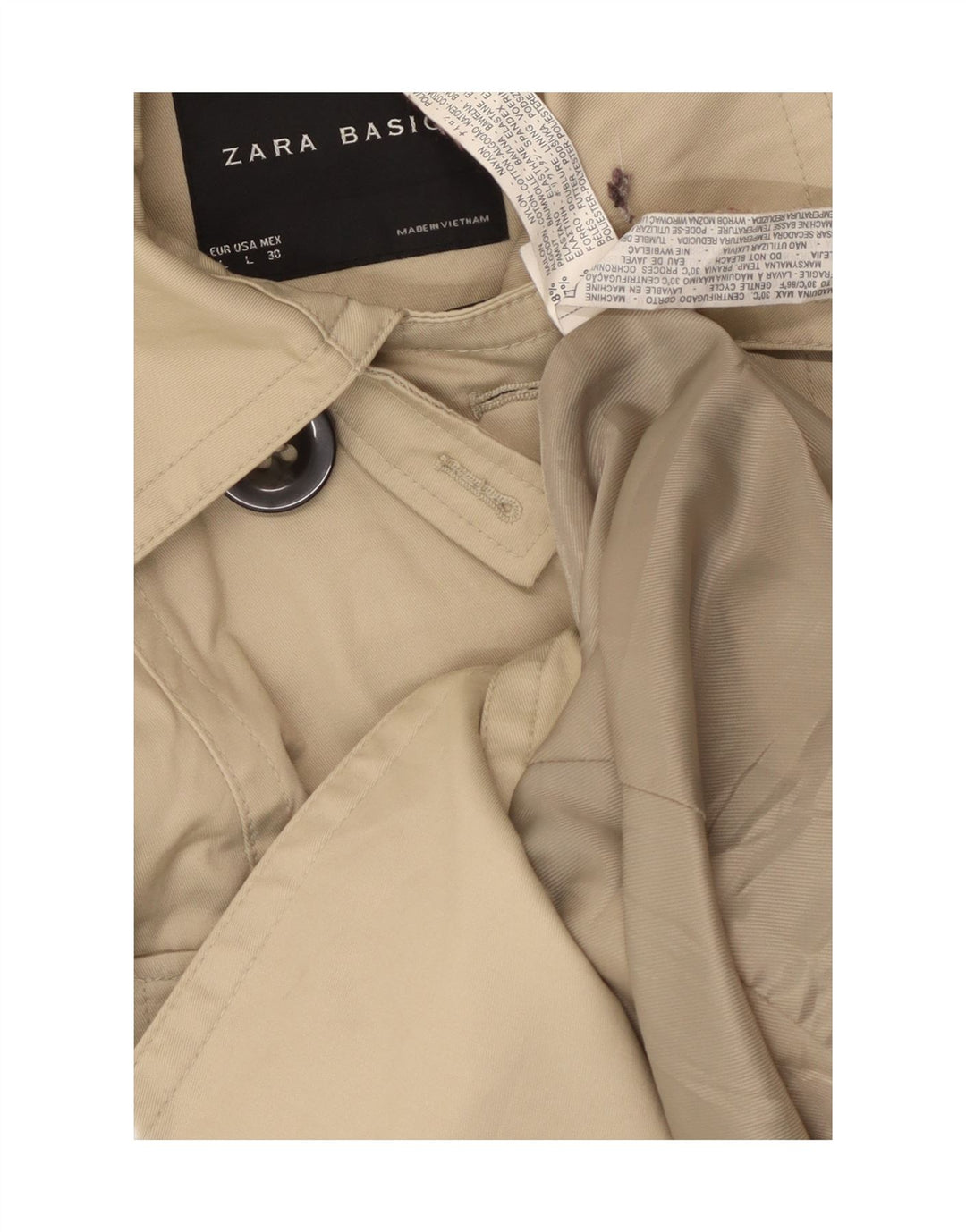 Zara Damen Trenchcoat UK 14 Large Beige Nylon